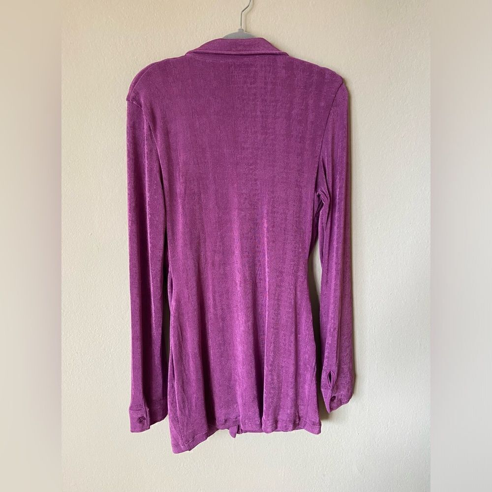 With Jean Andy Mini Purple Dress Long Sleeve Button Down Shirt Size M - Picture 11 of 11